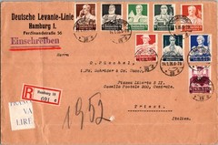 GERMANY 1934 REG SEALED COVER SEMIPOSTAL CAREERS SET ADDR ITALY POSTMARK HAMBURG