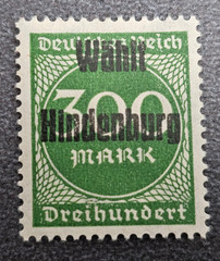 Stamp Germany Reich 300 Mark 1923 Vote for Hindenburg Mi. Nr. 270 [🇩🇪39145-16]