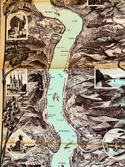Late 1890s Der Rhein Von Mainz Bis Köln 76 Inch Rheinpanorama Map Fully Intact