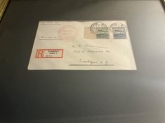 1936 Hindenburg LZ 129 Zeppelin Registered Covers Germany to USA Pair