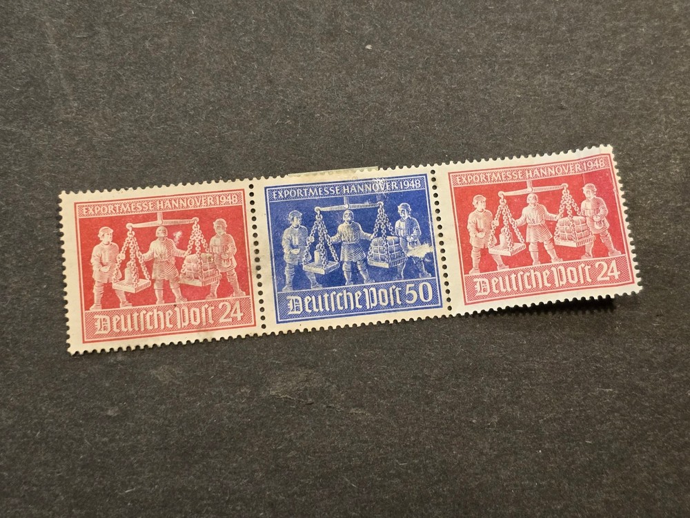 Germany 1948 Hannover Export Fair MNH Set 24pf Red ×2 & 50pf Blue – Post-WWII