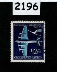 Used stamp B252c 1943 25th anniversary Airmail Airplane Germany #2196