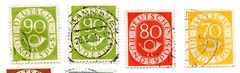 West Germany Posthorn Definitive Stamp Lot 22 Used 4pf-90pf 1951-52 Bundespost