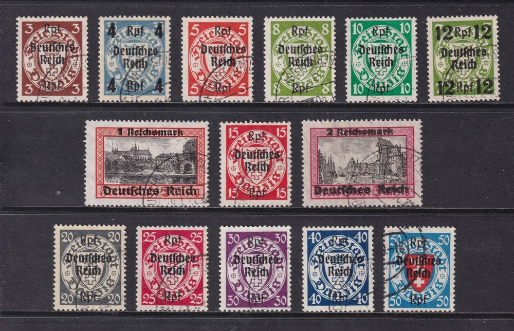 GERMANY 1939 Danzig Overprints set of 14 SG 704-717 Used (CV £250)