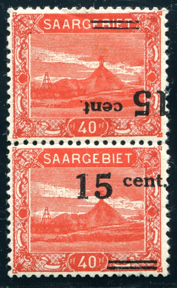 SAAR 1921 73ANK IV * RARE REVERSE PRINT PAIR signed BRUN 1000€(S4322