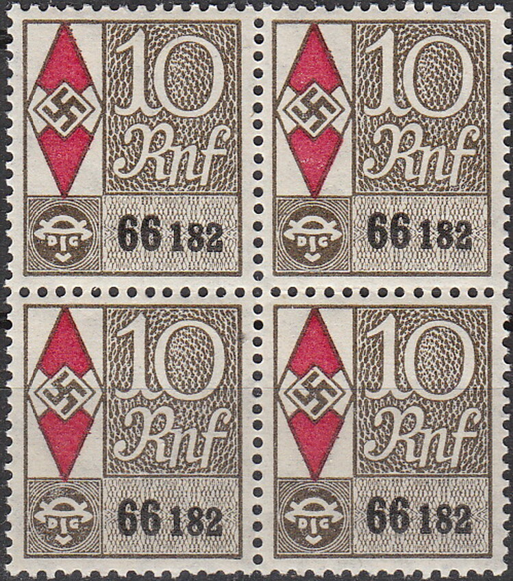 Stamp Germany Revenue Block WWII Fascism War Era Sport X10 RNF MNH