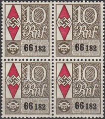 Stamp Germany Revenue Block WWII Fascism War Era Sport X10 RNF MNH
