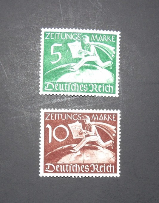 GERMANY SCOTT #P1-P2 NEWSBOY AND GLOBE NEWSPAPER STAMPS MNH SET OF 2