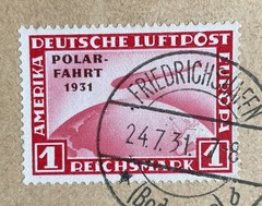 GERMANY 1931 456-458 SET each single franking ZEPPELIN ITEM POLAR TRIP (H6941
