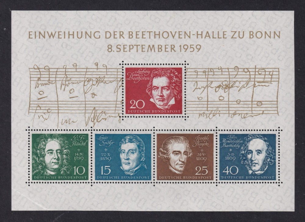 WEST GERMANY 1959 Beethoven Miniature Sheet SG MS1233a MNH/** (CV £31)