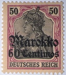Travelstamps; GERMANY OFFICES IN MOROCCO OP STAMPS Sc #52 NO WMK MINT OG H