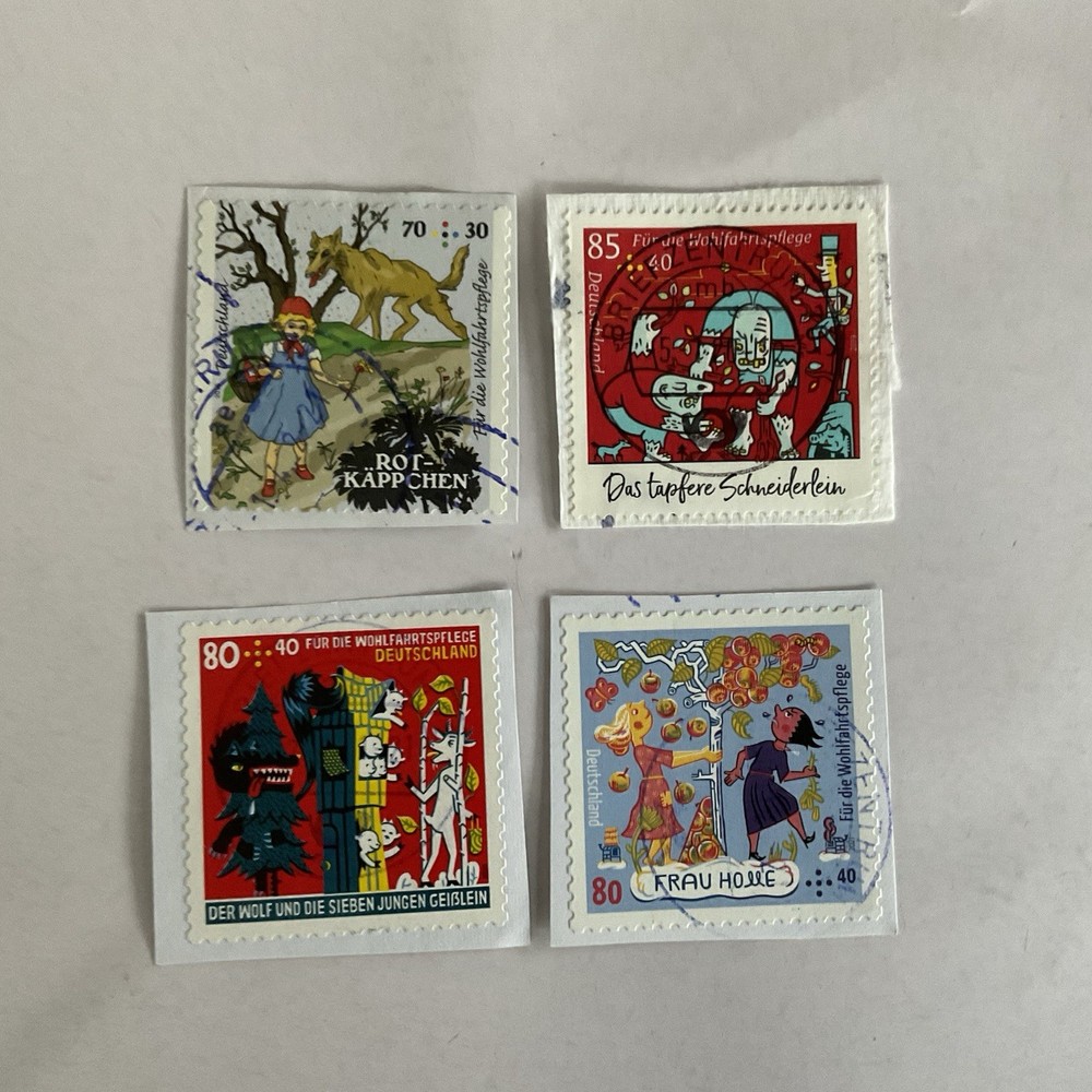 4 Germany stamps~2016-2020~Semi-postal~fairy tales~Red Riding Hood~Brave tailor