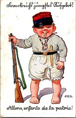 1916 Fieldpost Germany WW1 French Patriotic Postcard Cover Baby Soldier Recruit