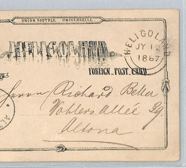 HELIGOLAND (German) Stationery Card 10pf Used 1887 CDS Altona {samwells}XT311