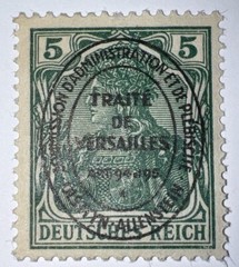 Travelstamps: Germany Treaty of Versailles Allenstein Stamp OP, 5 Pf, Mint Og H