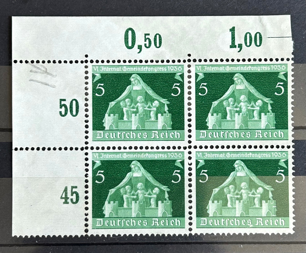 1936 German block of 4 stamps Mi:DR 618 – 6th int Local Gov Congress MNG /BL05