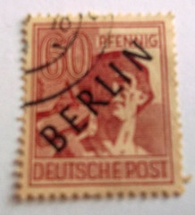 GERMANY BERLIN 1949 -stamp Sc #9N31 – Black BERLIN overprint – Used – FREE ship
