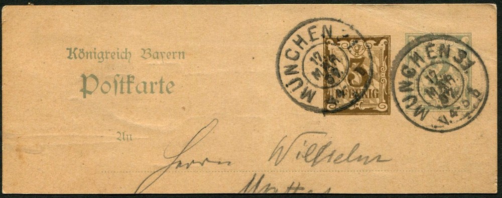 Bavaria Munich Stationery Postal Card 1897 Germany Europe