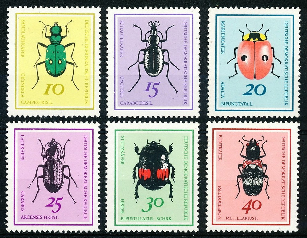 DDR #Mi1411-Mi1416 MNH 1968 Tiger Snail Stutz Beetle Ladybird Insect [1048-1053]
