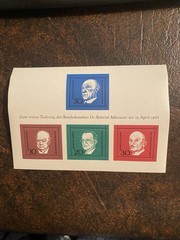 Germany 1968 Adenauer Mini Sheet MNH