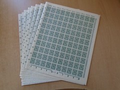 Germany – SG323 50M DM grey green 1923. 9 x complete sheets of 100 stamps.