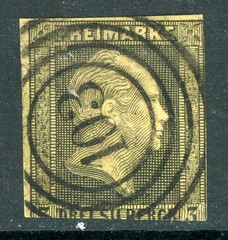 Germany States 1850 Prussia 3 sgr Black/Yellow Scott #5 VFU R281