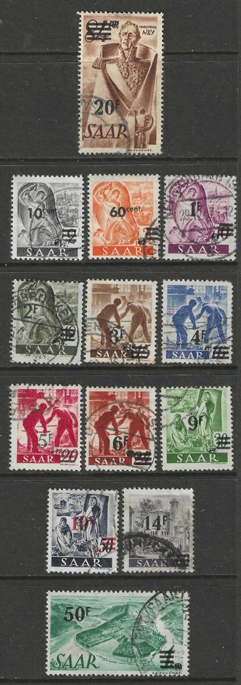 Germany 1947 SAAR surcharged set under French Administration used $ 154.00