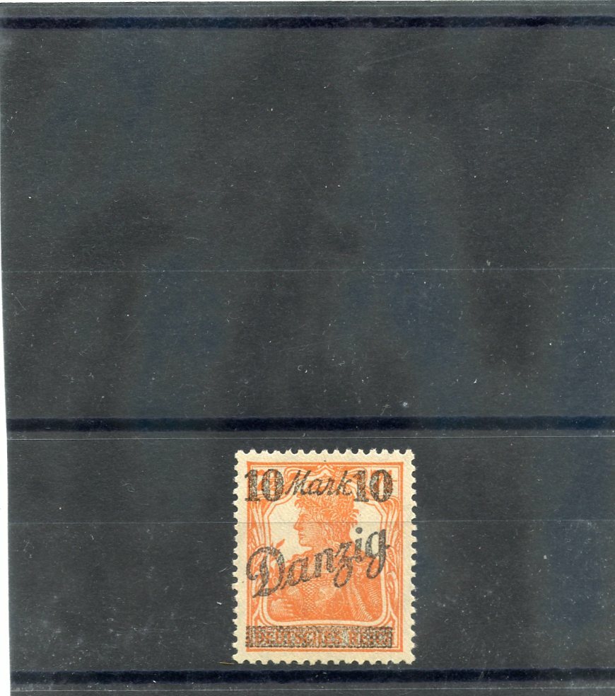 DANZIG Sc 30b(MI 31I)**VF NH 1920 10M/71/2pf RED ORANGE, POINTS UP $75