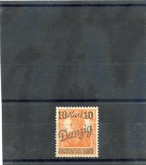 DANZIG Sc 30b(MI 31I)**VF NH 1920 10M/71/2pf RED ORANGE, POINTS UP $75