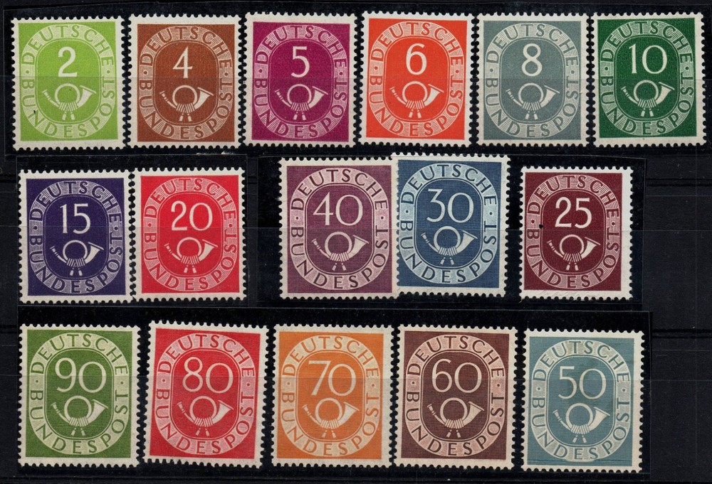 Germany Bundesrepublic Posthorn Mi#123/138 1951 MLH complete set of 16