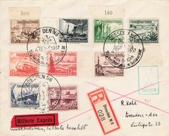 1937 Germany B107-B115 Complete Winter Relief Ships on Registered Express Cover