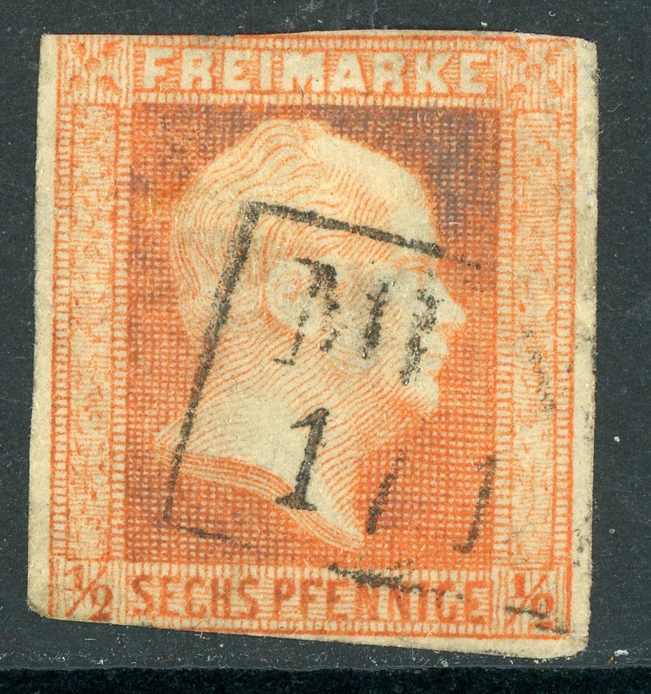 Germany States 1850 Prussia 6pf (½sgr) Red Orange Scott #2 VFU R280