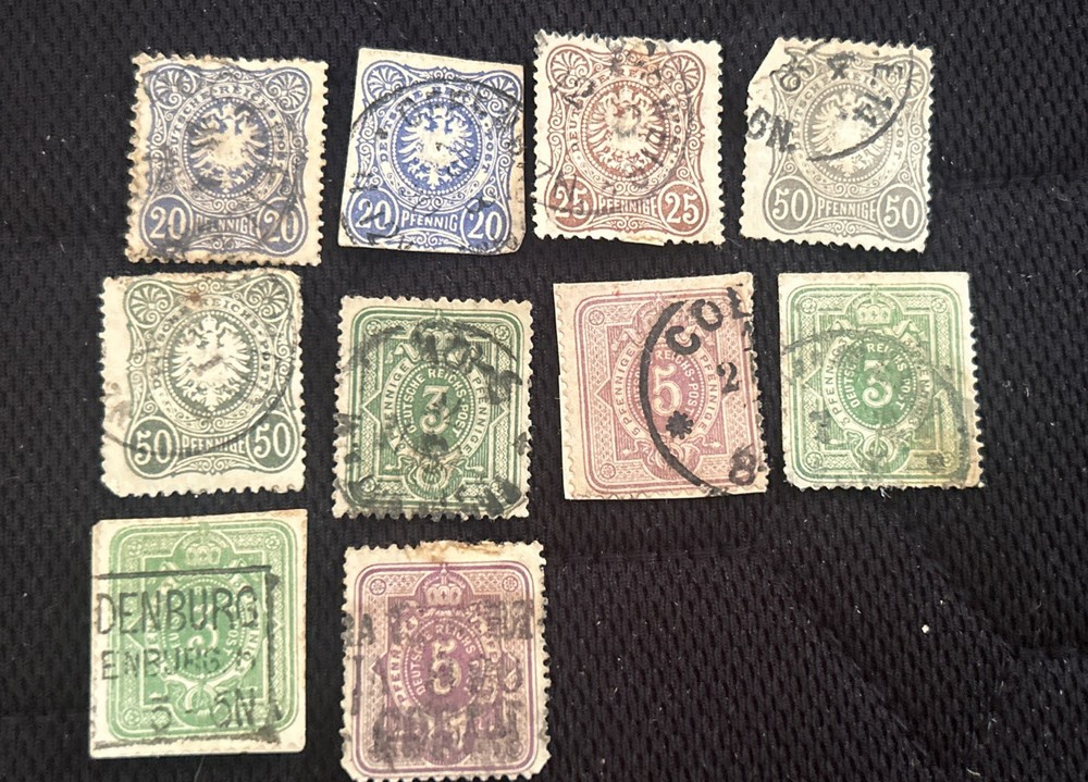 GERMANY Reich Empire 1875-1889 Lot Collection Pfennige/Pfennig/10 Stamps.