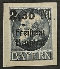 Travelstamps: Germany Bayern Imperf Stamps Mi 176 – 2.50 Mark OP Mint MOGH