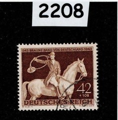 Used stamp B243 1943 10th Brown ribbon Horse Derby Munich Germany #2208