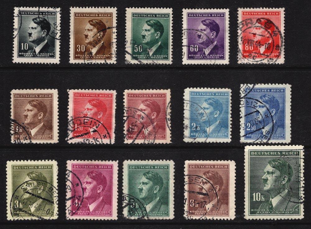1 Group of Used 1940’s Bohemia & Moravia Czechoslovakia WWII Adolf Hitler Stamps