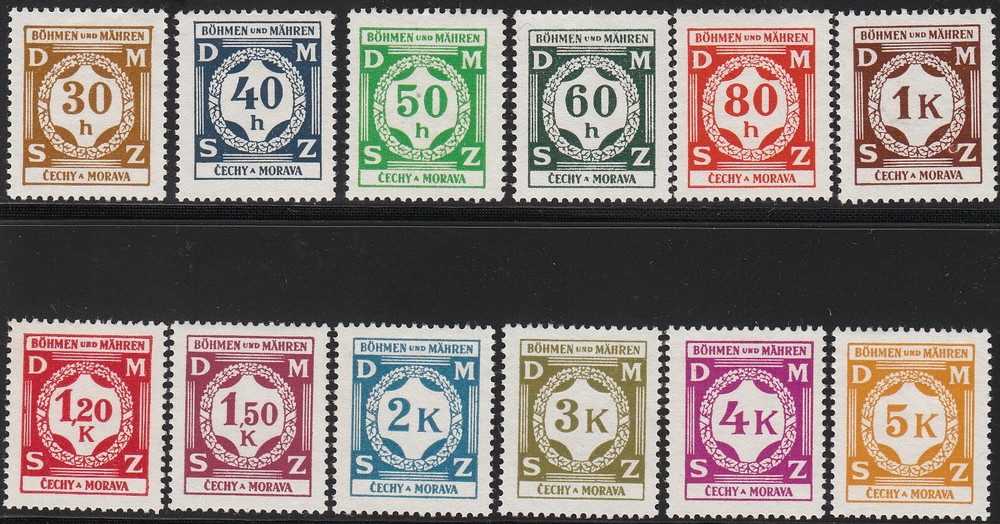 Stamp Germany Bohemia Czech Official Dienst Mi 01-12 Sc O1-12 WWII Fascism MNH