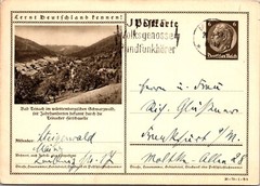 GERMANY 1937 POSTAL ILLUSTRATED STATIONERY POSTCARD ADDR FRANKFURT CANC MAINZ