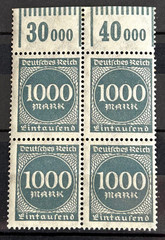 1923 German block of 4 stamps MNH Mi:DR273 – 1000 Mark Inflation era /BL06