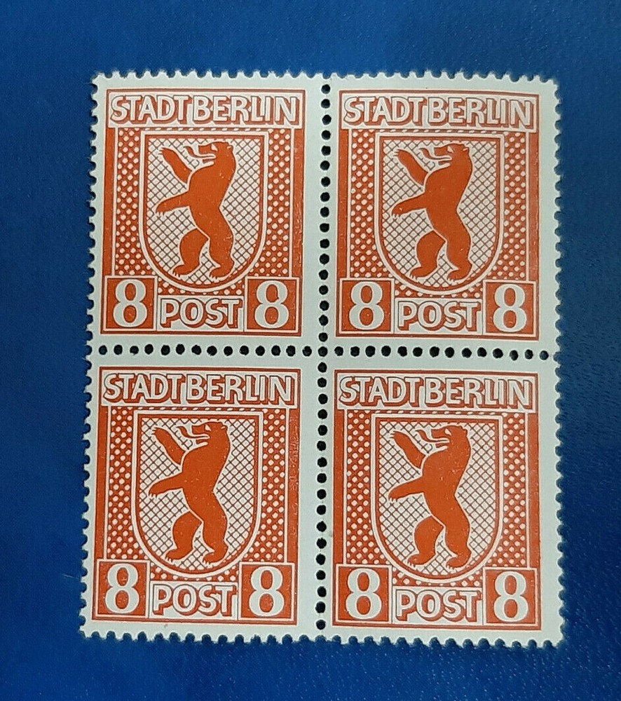 Germany Stamps Allied Occupation Berlin 4x 8 Pfennig Block SBZ Mi. Nr. 3 (19750)