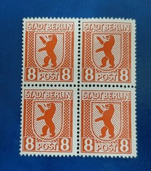 Germany Stamps Allied Occupation Berlin 4x 8 Pfennig Block SBZ Mi. Nr. 3 (19750)