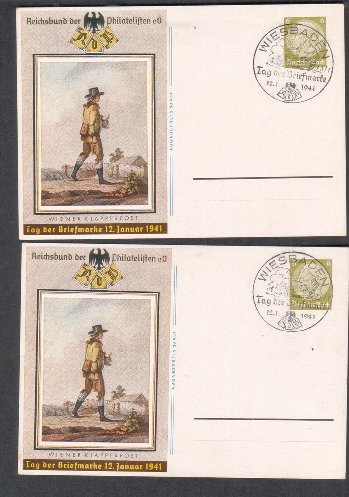Germany 1941 two cachet post cards for Stamp Day/ Tag Der Briefmarke
