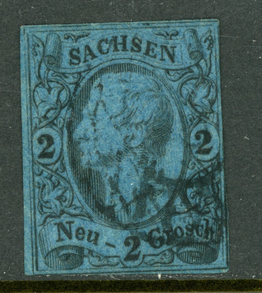 Germany States 1855 Prussia 2 ngr Black/Dark Blue Scott #11 VFU L77