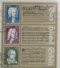 Germany DDR Souvenir Sheet Bach Handel Schutz 1985 Postmarked Multi-Color