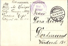 1916 Germany Grodno RPPC Felpost Warzaw Castle Postcard Cover To Dortmund