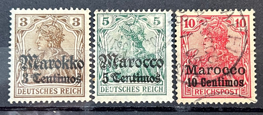 German Stamps Morocco Territories 3 used stamps Germania o/print /799