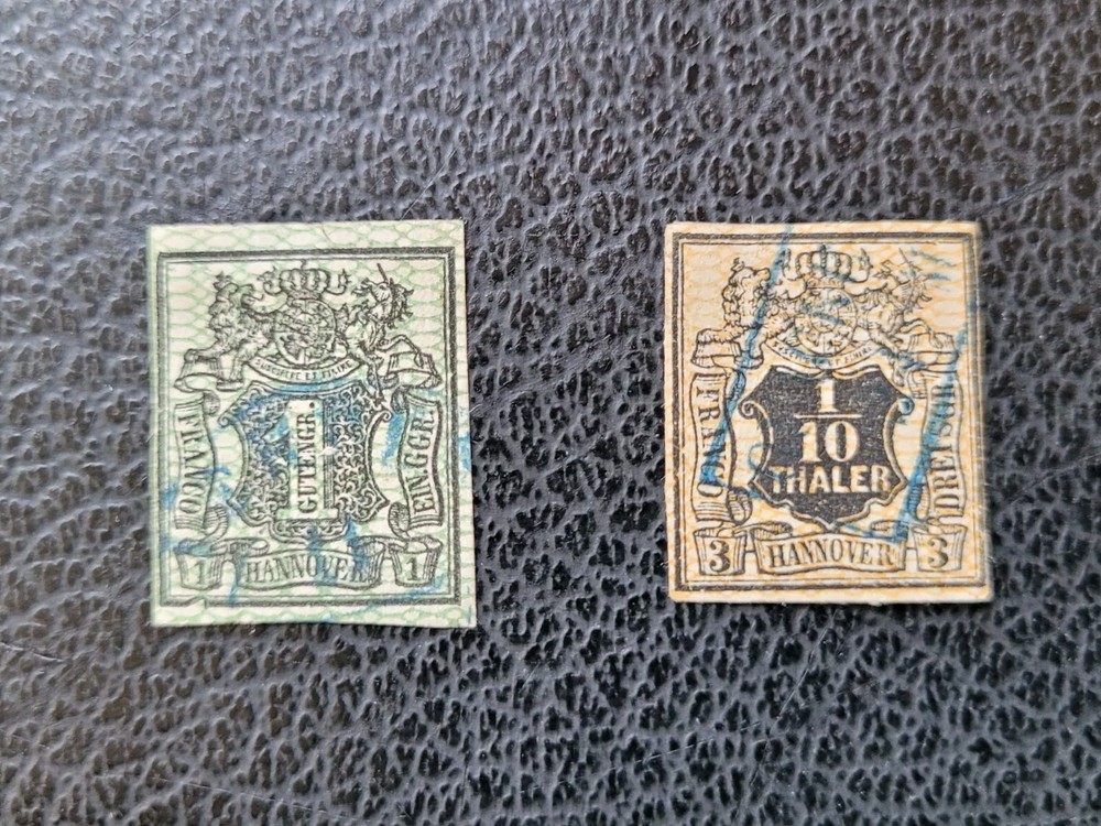 Hanover #11 & 14 Used, 1856-57 Coat of Arms 1g & 1/10 th, Scott Value $ 67.00