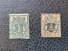 Hanover #11 & 14 Used, 1856-57 Coat of Arms 1g & 1/10 th, Scott Value $ 67.00