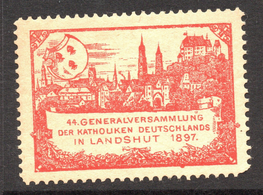 Germany 1897 Red Landshut Catholic Poster Stamp MLH – S60430