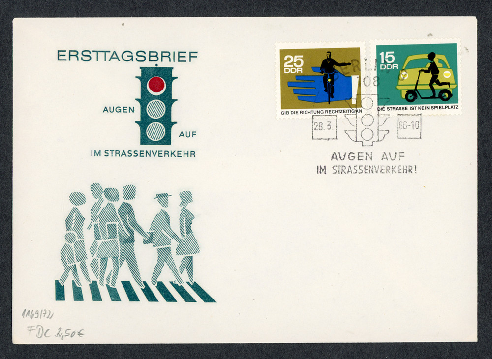 East Germany 1966 FDC Berlin Road Safety Traffic Lights #823 822